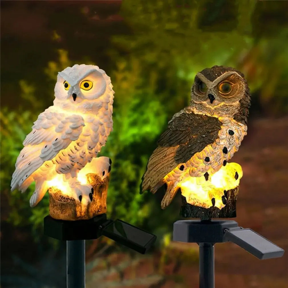 Owl Solar Light With Solar LED Panel Fake Owl Waterproof Solar Garden Lights Owl Ornament Animal Bird Outdoor Lamps