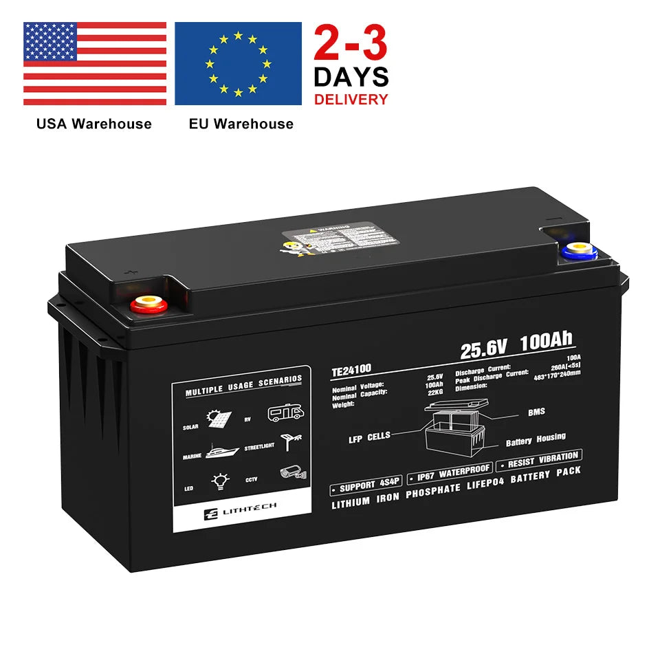 24v solar battery 24v 100ah lifepo4 battery eu warehouse stock 24v battery pack