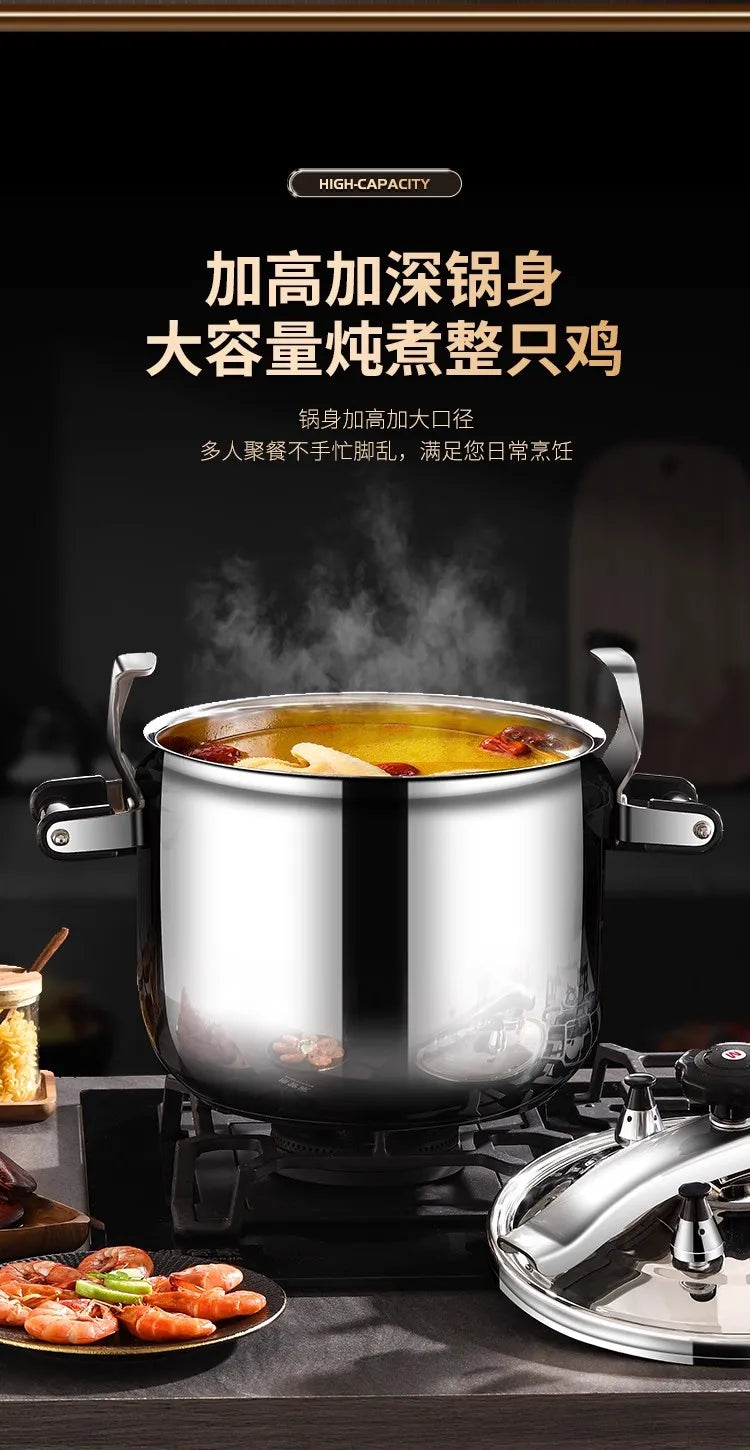 Korean Style Pressure Cooker - Explosion-Proof Stainless Steel Pot | For Induction/Gas Stoves, Restaurant & Home Use