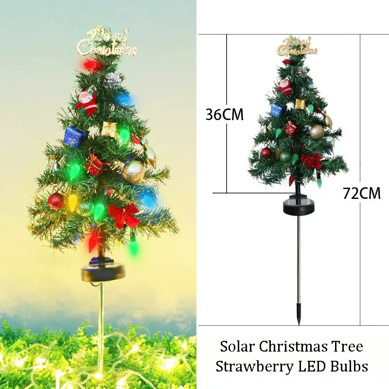 Solar Christmas Tree LED Light Outdoor Decorative Lawn Garden Pathway Landscape Lighting Festive Holiday Decor