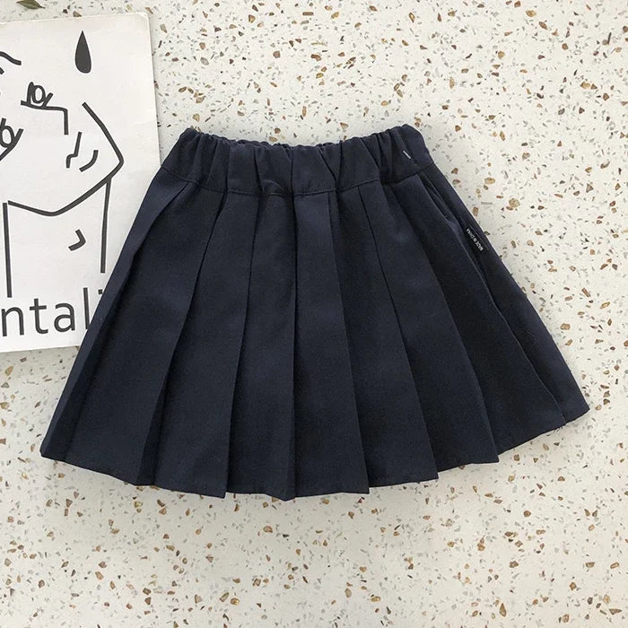 School Uniform Girls Sundress Children White Long Sleeve Blouse+sleeveless Dress 2 Piece Sets Baby Top Skirts Suit Kids Dresses