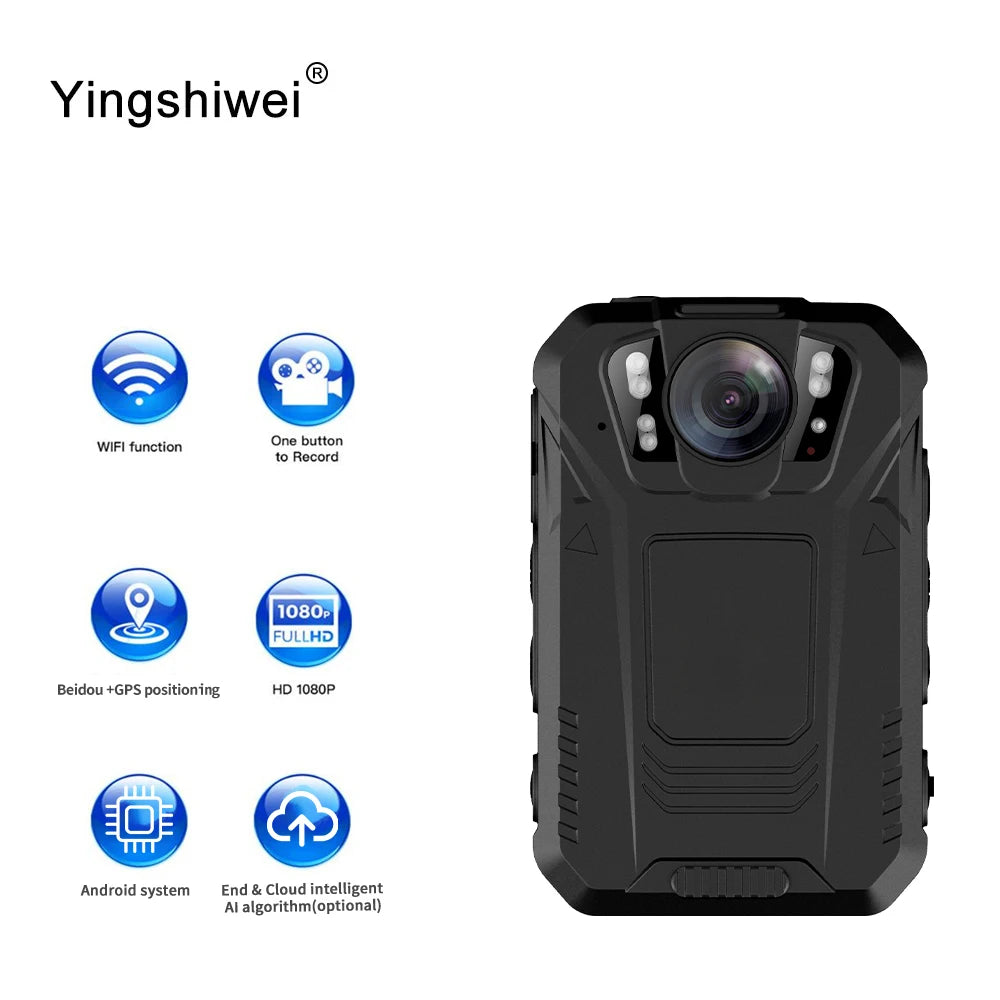 Yingshiwei YSW-V1 4G WiFi 4K HD Dash Cam DVR Intelligent AI Security Bodycam Mini Wireless Police Body Camera With Charging Base