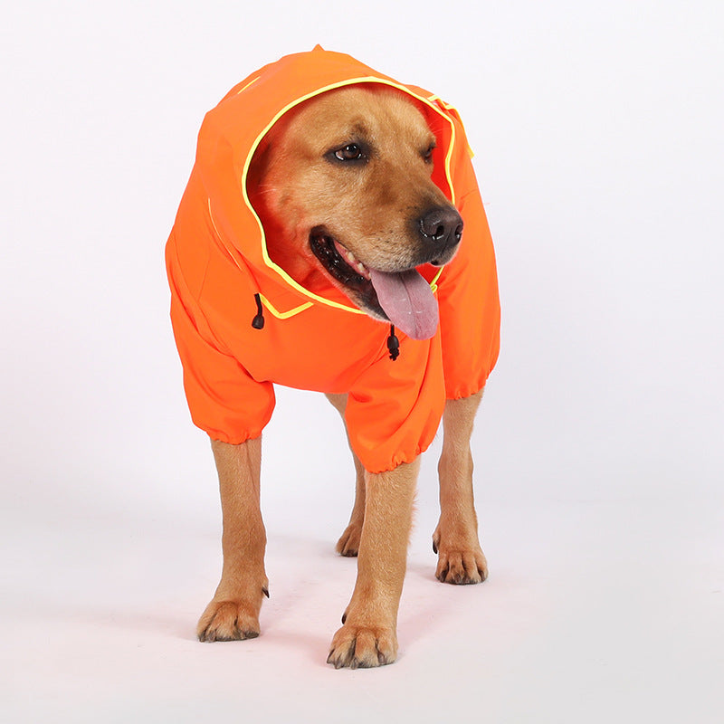 Four-legged Reflective Hooded Pet Waterproof Poncho For Medium And Large Dogs