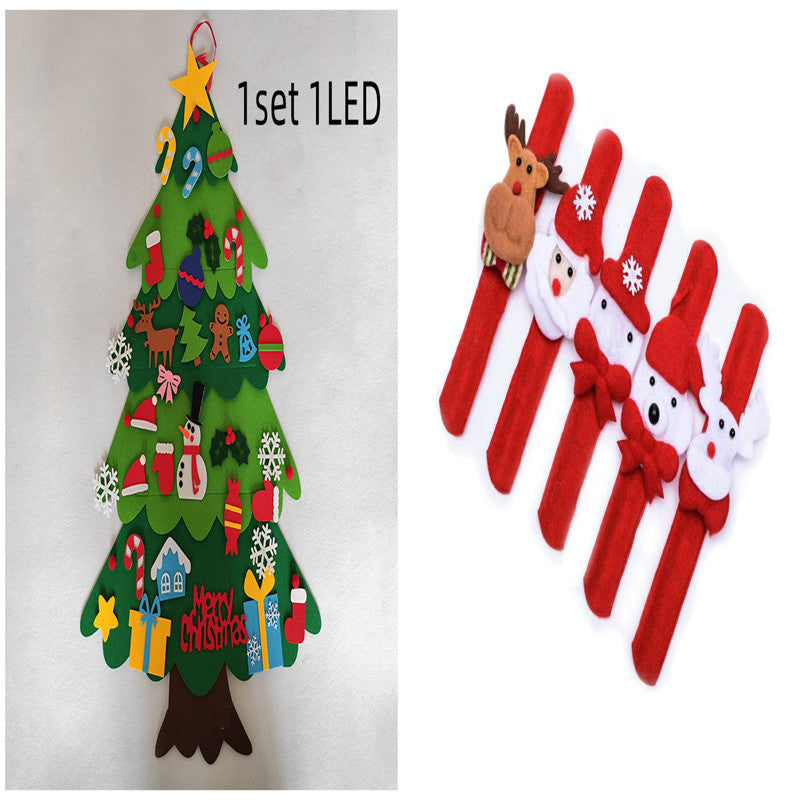 DIY Felt Christmas Tree New Year Toddler Kids Handmade Gift Toys Door Wall Hanging Ornaments Holiday Party Home Decor Set