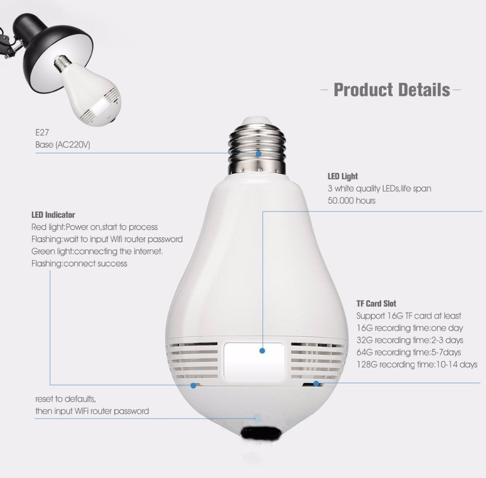 Mobile Phone Wifi Bulb Camera Remote Monitoring Smart