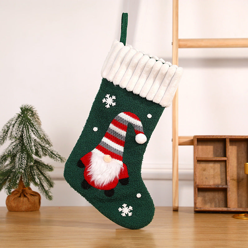 Christmas Decoration Embroidered Old Man Christmas Candy Socks Gift Bag Pendant