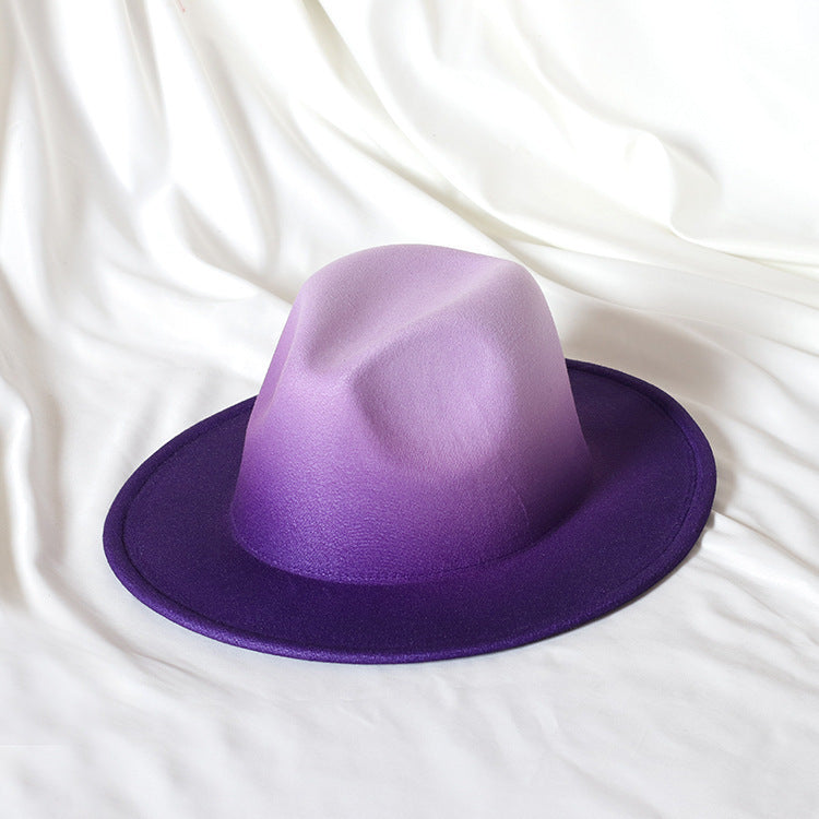 Gradient Color Topper Flat Brim Jazz Top Hat