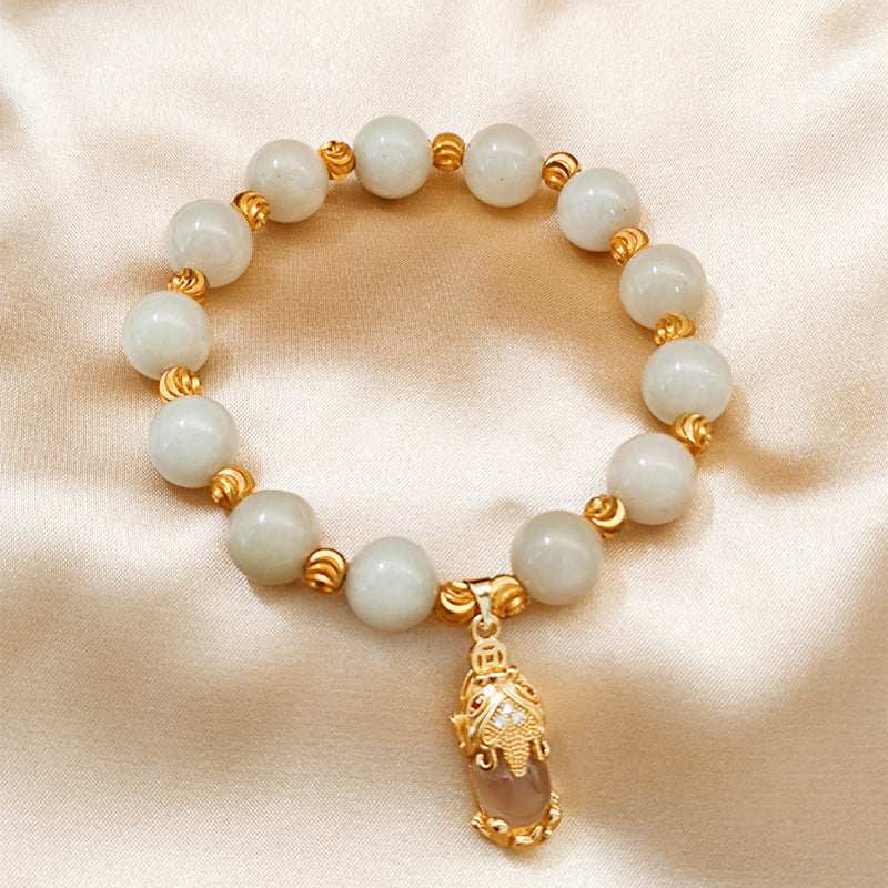 18K Copper Gold-plated Bead Chalcedony Bracelet