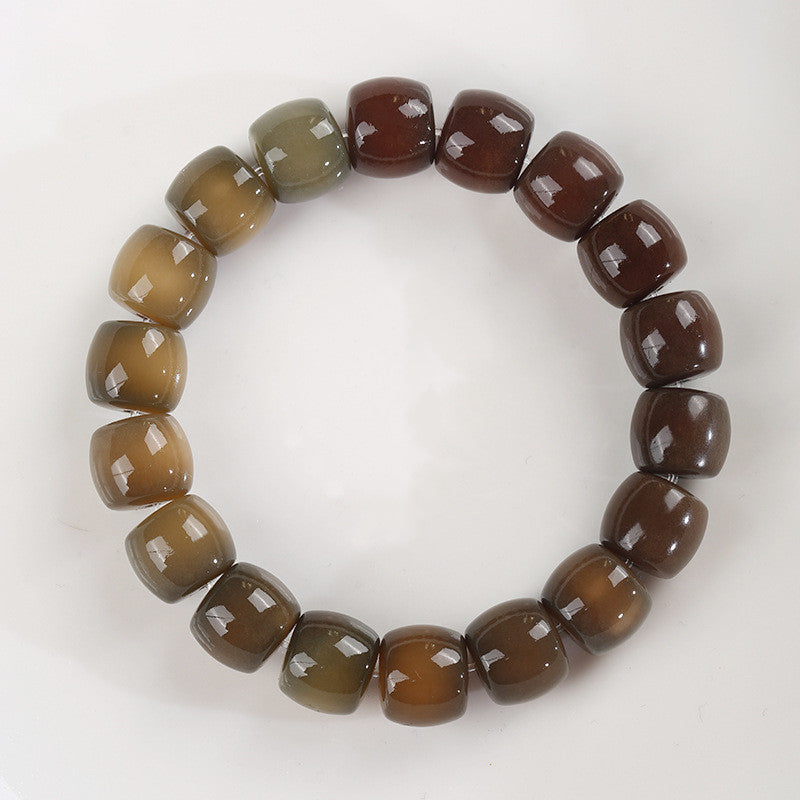 Natural Weathering White Jade Bodhi Root Straight Cut Bracelet