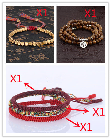 Handmade Tibetan Buddhist Bracelets On Hand Braided Copper Beads Lucky Rope Bracelet & Bangles For Women Men