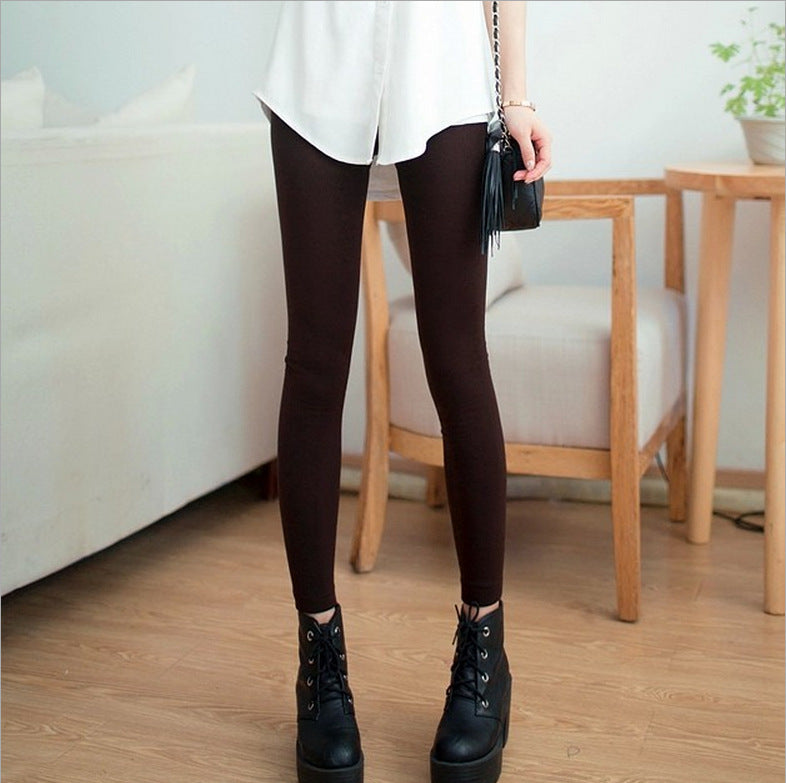 Stockings Brushed Leggings Bamboo Charcoal Single Layer Brushed Nine-point Foot Pants Women's Hit