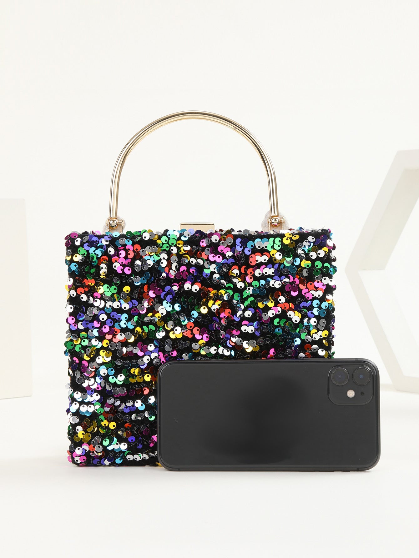 Women's Hand Holding Dinner Bag Colorful Sequins