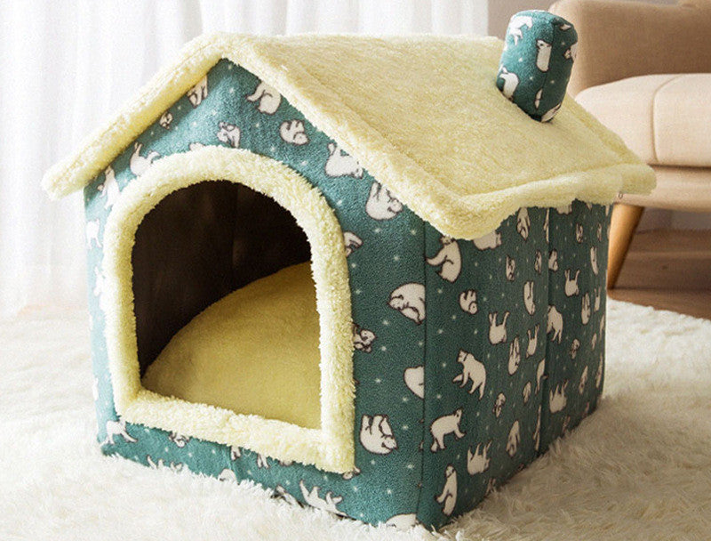 Foldable Dog House Pet Cat Bed Winter Dog Villa Sleep Kennel Removable Nest Warm Enclosed Cave Sofa Pets Supplies - MediaEclat.store