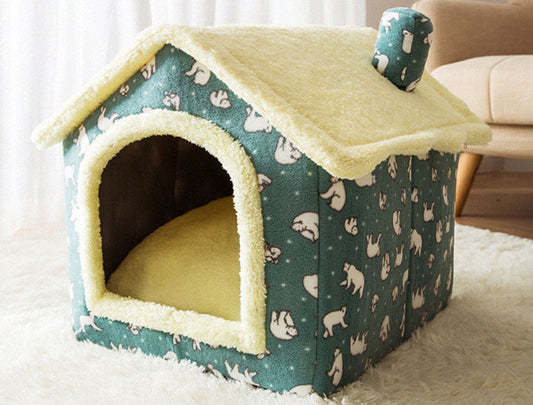 Foldable Dog House Pet Cat Bed Winter Dog Villa Sleep Kennel Removable Nest Warm Enclosed Cave Sofa Pets Supplies - MediaEclat.store