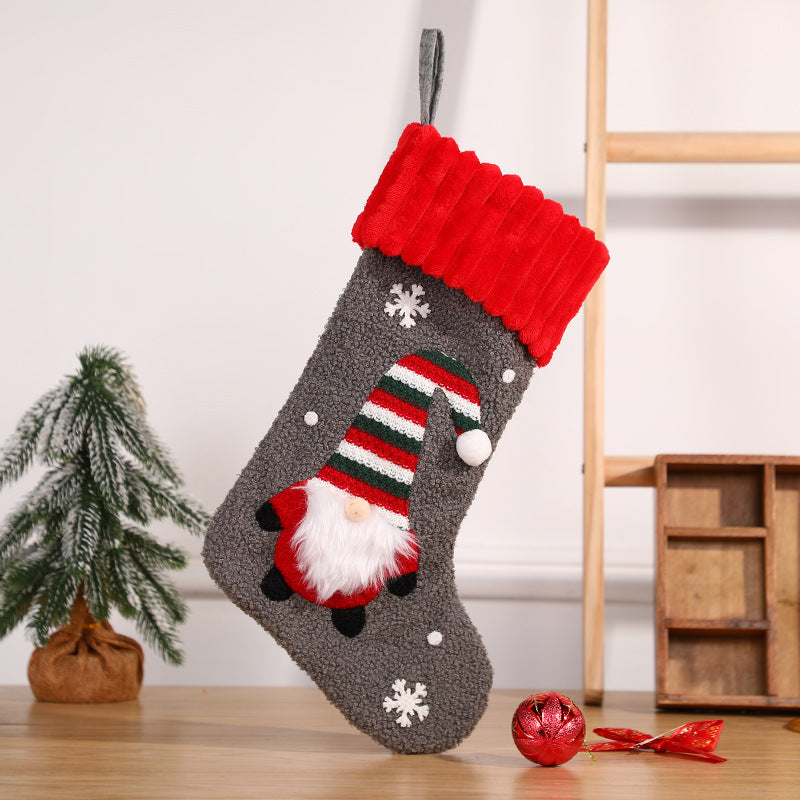 Christmas Decoration Embroidered Old Man Christmas Candy Socks Gift Bag Pendant