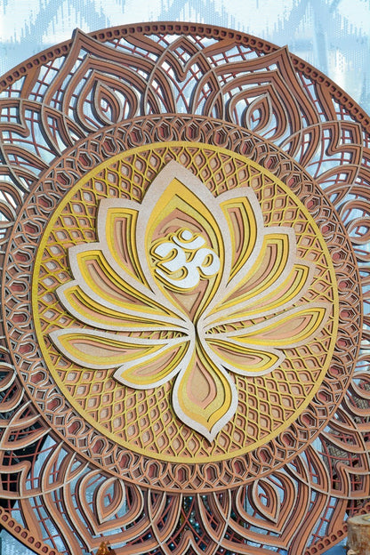 Mandala Wooden Artwork Kundalini Yoga Zen Tea Room Decorative Painting