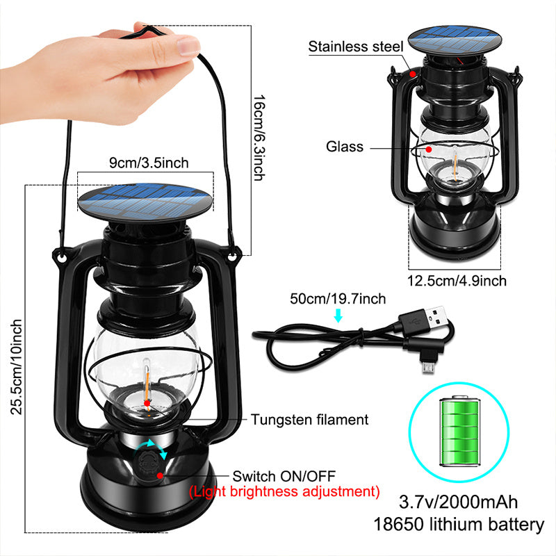 Usb Rechargeable Solar Outdoor Waterproof Camping Emergency Lighting