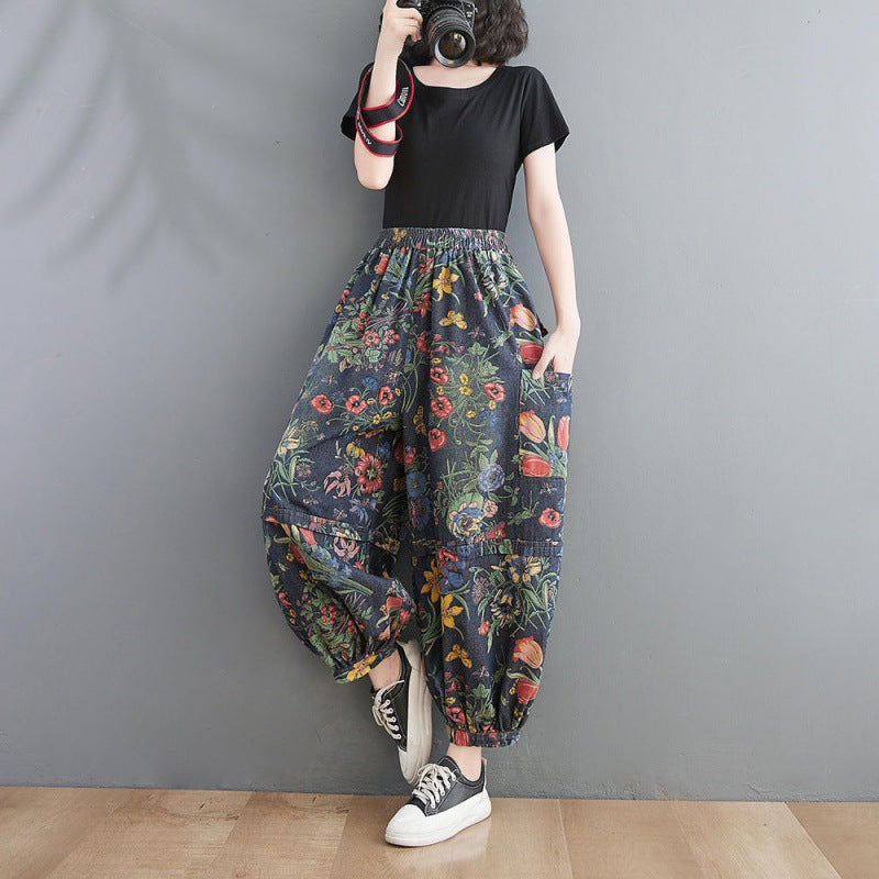 Women's Age Reduction Floral Loose Jeans