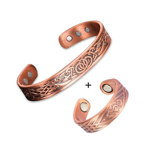 Unisex Pure Copper Bracelet Adjustable Ring