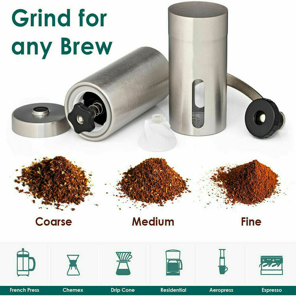 Home Portable Manual Coffee Grinder Stainless Steel with Ceramic Burr Bean Mill - MediaEclat.store