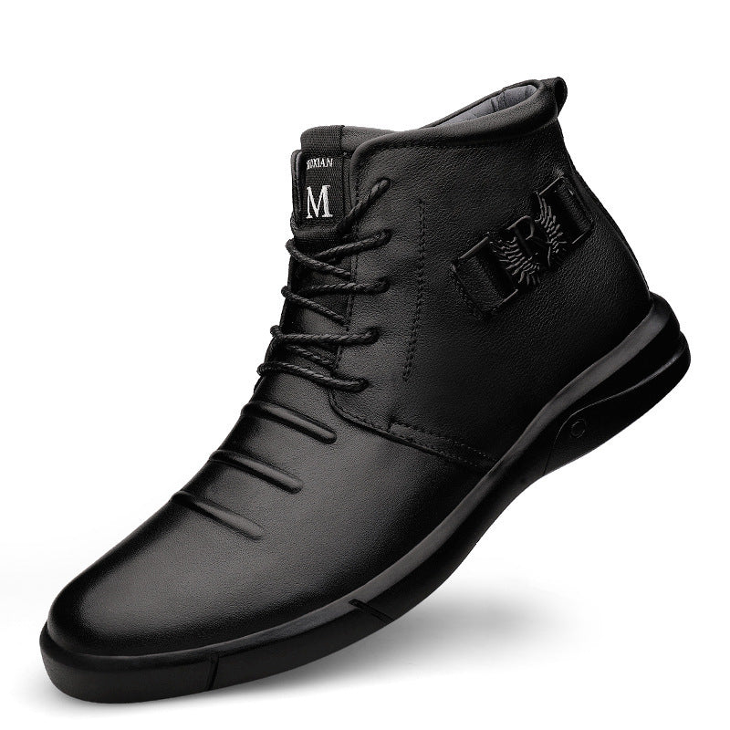 Men's Stitched Flat Heel Front Lace-Up Martin Boots