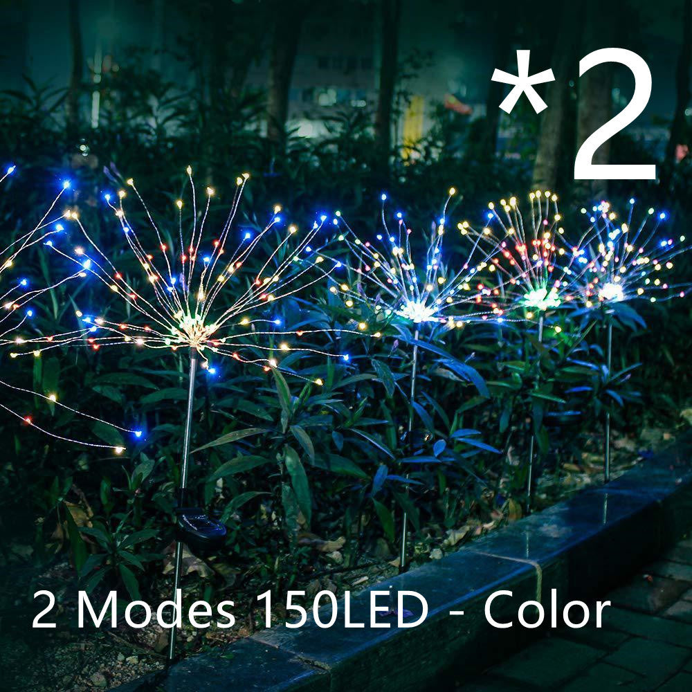 New Ground Plug Solar Fireworks Light LED Light String Copper Wire Outdoor Garden Decoration Star Lights Christmas Lights