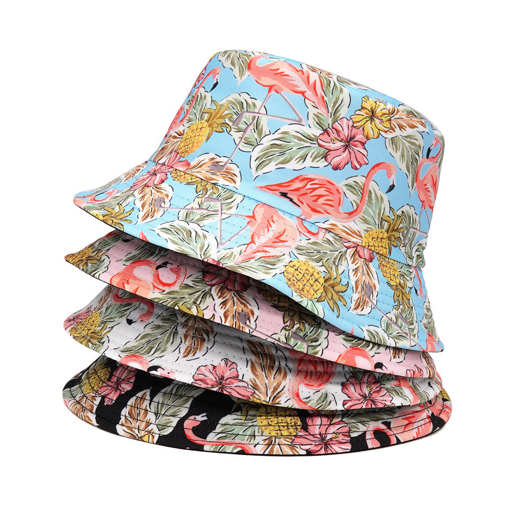 Leaf Printing Bucket Hat Sunshade Double-sided Bucket