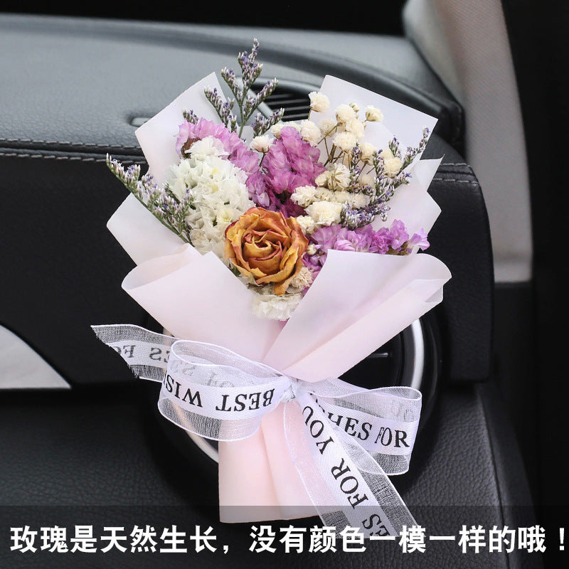 Car Aromatherapy Vent Perfume Creative Eternal Handmade Dried Bouquet RoseOrnament