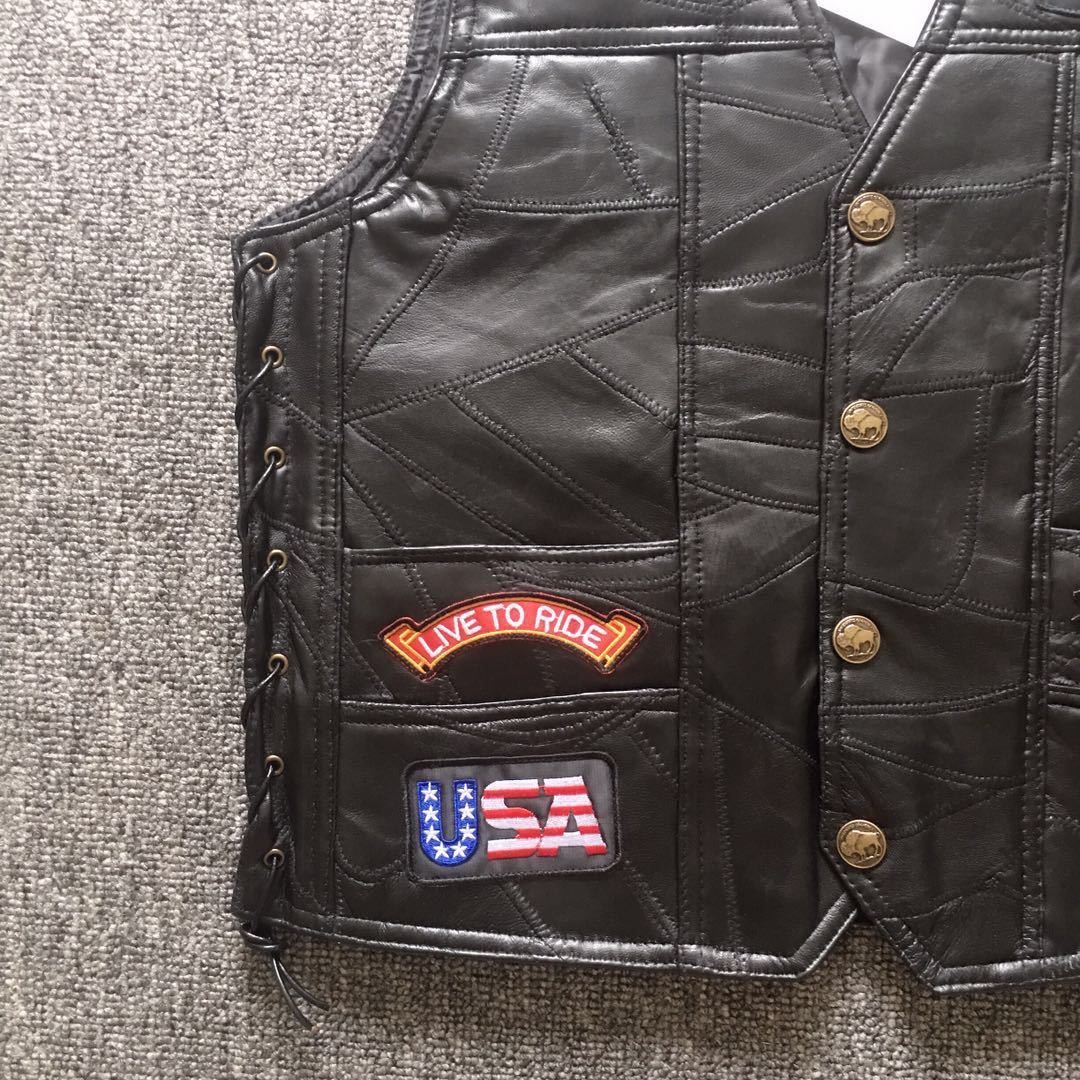 Men's Leather Motorcycle Vest Leather Vest