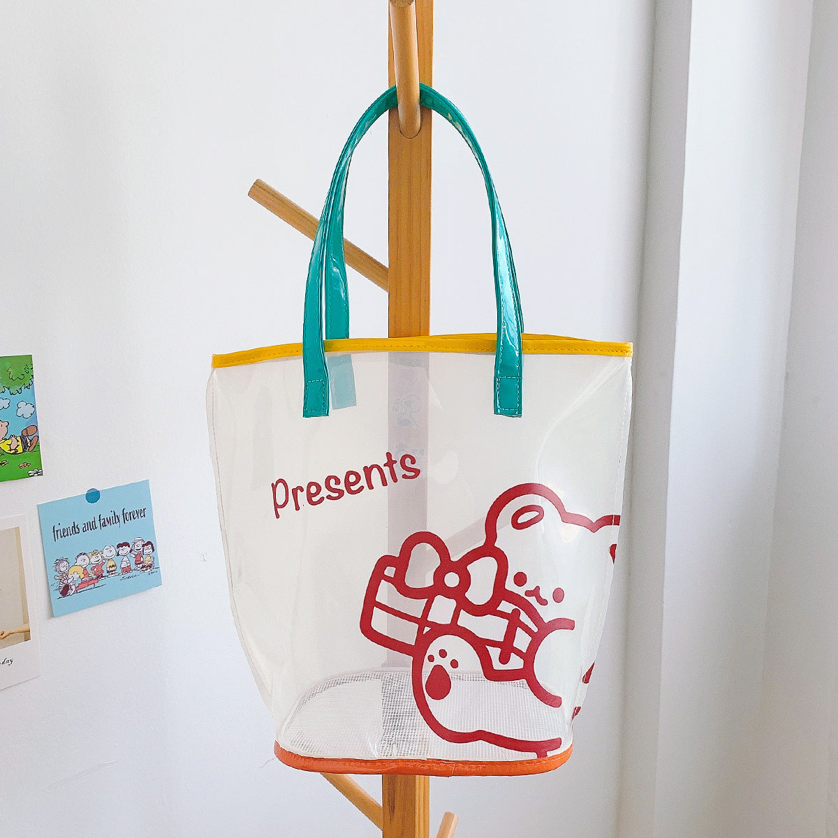 Cartoon Cute Bear Plastic Transparent Tote Bag