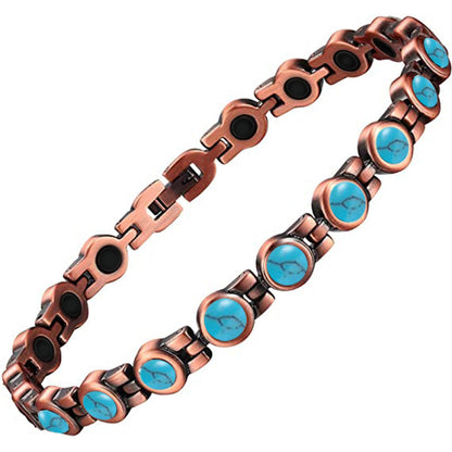 Women's Turquoise Red Copper Magnetic Bronze Magnet Bracelet