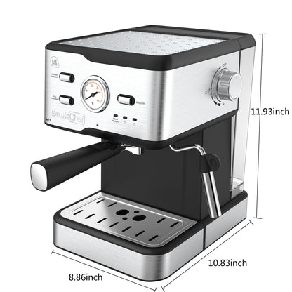 Espresso Machine 20 Bar Pressure Cappuccino Latte Maker Coffee Machine With ESE POD Filter&Milk Frother Steam Wand&thermometer, 1.5L Water Tank, Stainless Steel Espresso Ban On Amazon - MediaEclat.store