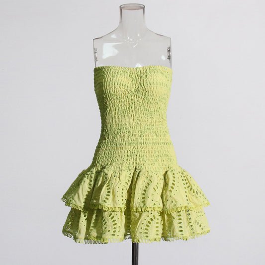 Women's Fashion Pleating Ruffled Slim Fit Dress - MediaEclat.store