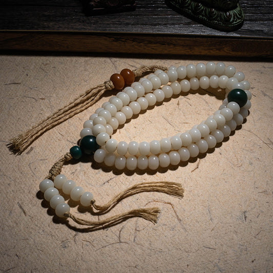 White Jade Men's Playing Bracelet Rosary Women's Bracelet