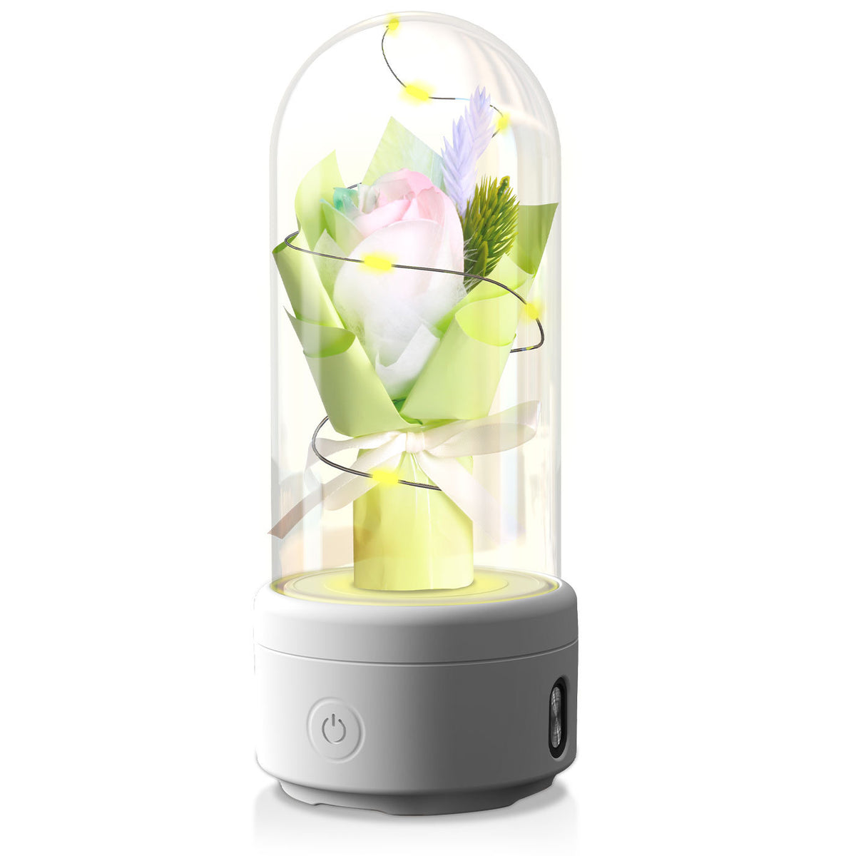 Creative 2 In 1 Bouquet LED Light And Bluetooth Speaker Mother's Day Gift Rose Luminous Night Light Ornament In Glass Cover - MediaEclat.store