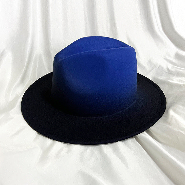 Gradient Color Topper Flat Brim Jazz Top Hat