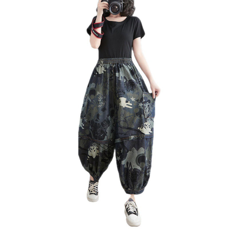 Women's Age Reduction Floral Loose Jeans