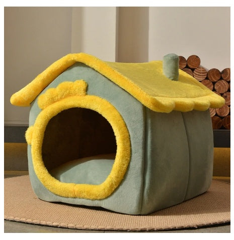 Foldable Dog House Pet Cat Bed Winter Dog Villa Sleep Kennel Removable Nest Warm Enclosed Cave Sofa Pets Supplies - MediaEclat.store