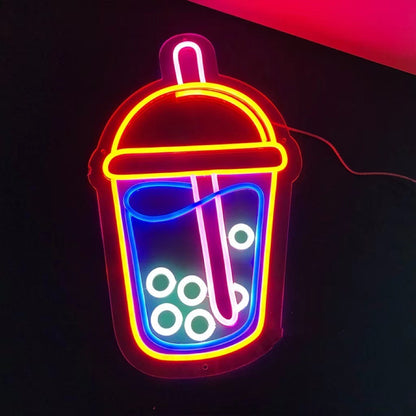 Neon Milk Tea Shape LED Decorative Lights