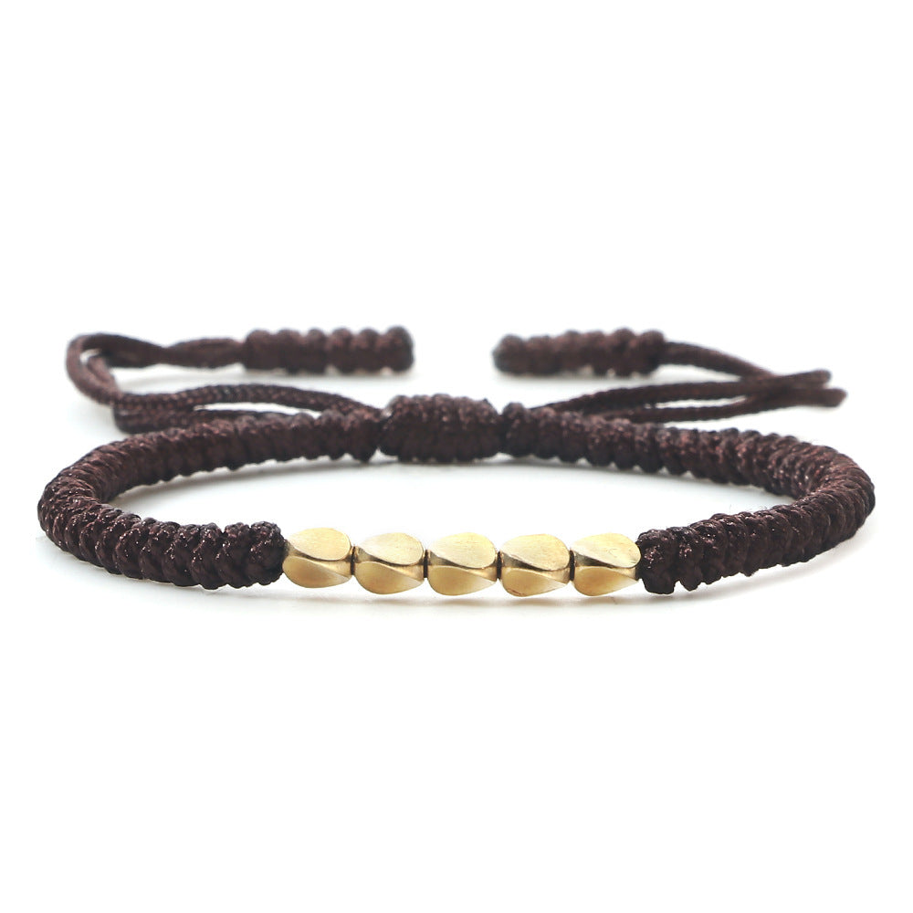 Hand-woven Irregular Shaped Copper Bead Beaded Bracelet