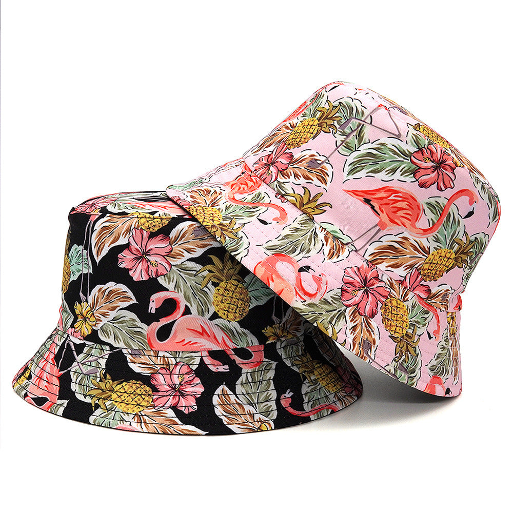 Leaf Printing Bucket Hat Sunshade Double-sided Bucket