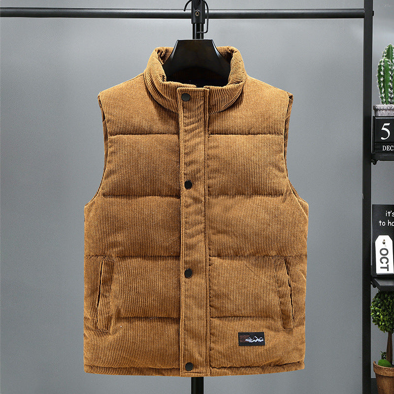 Light Luxury Corduroy Men's Down Cotton-padded Vest