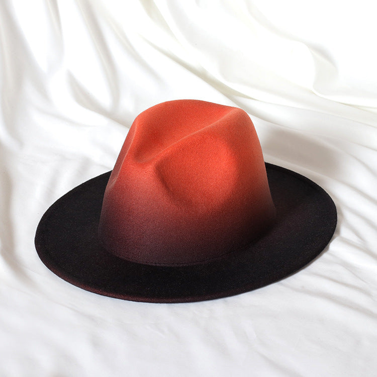 Gradient Color Topper Flat Brim Jazz Top Hat