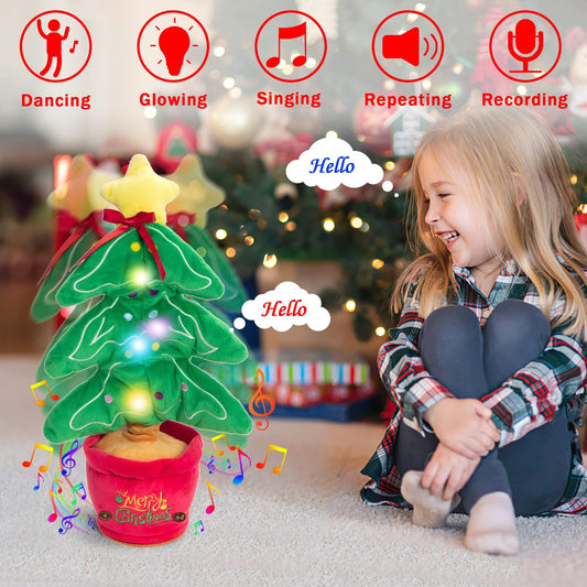 Dancing Christmas Toys Funny Tree Repeat Talking  Electronic Plush Toys Can Sing Record Lighten Early Education Funny Gift Christmas