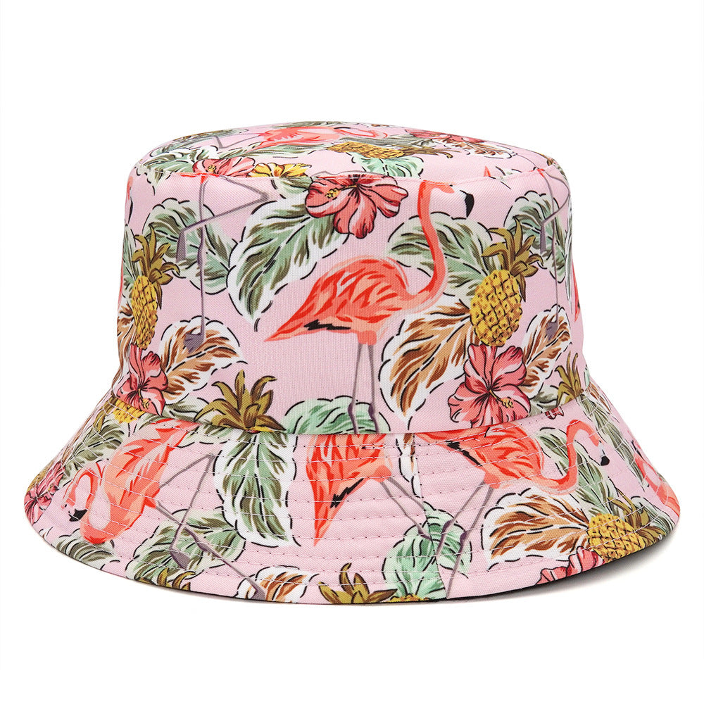 Leaf Printing Bucket Hat Sunshade Double-sided Bucket