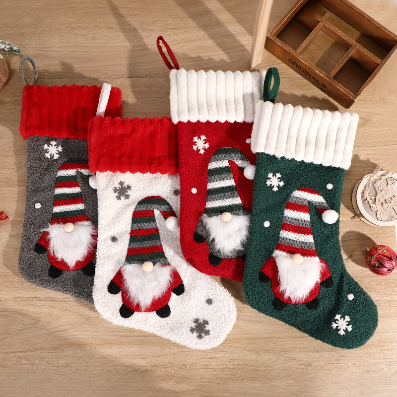 Christmas Decoration Embroidered Old Man Christmas Candy Socks Gift Bag Pendant