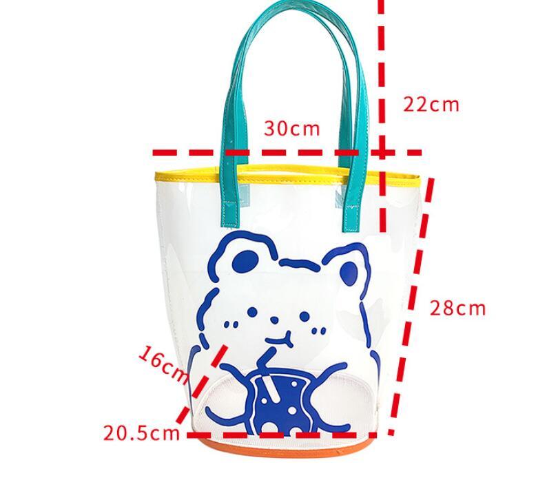 Cartoon Cute Bear Plastic Transparent Tote Bag