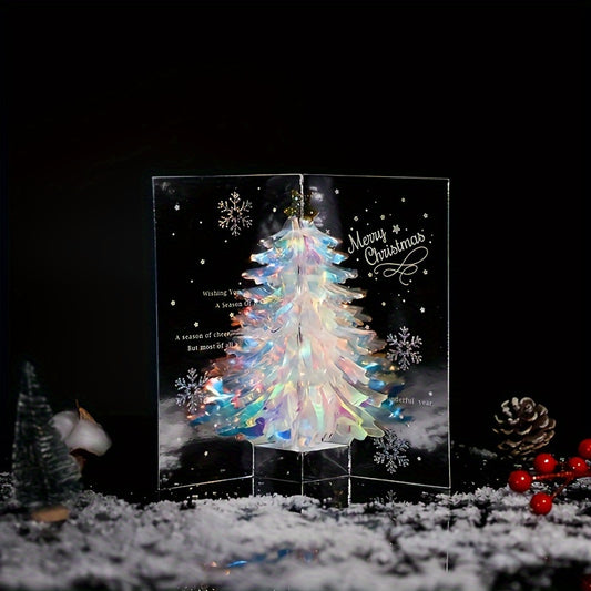 Handcrafted 3D Pop-Up Christmas Tree Greeting Card - Holiday Wishes for Anyone, Geometric Design, Fashionable Stationery & Gift Packaging