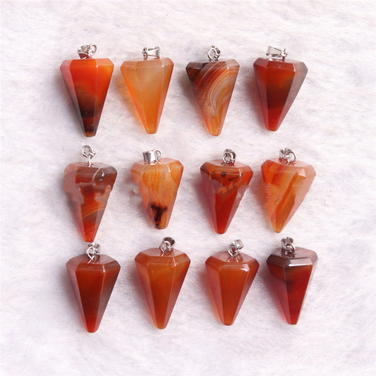 Red Agate Hexagonal Cone Pendulum Pendant