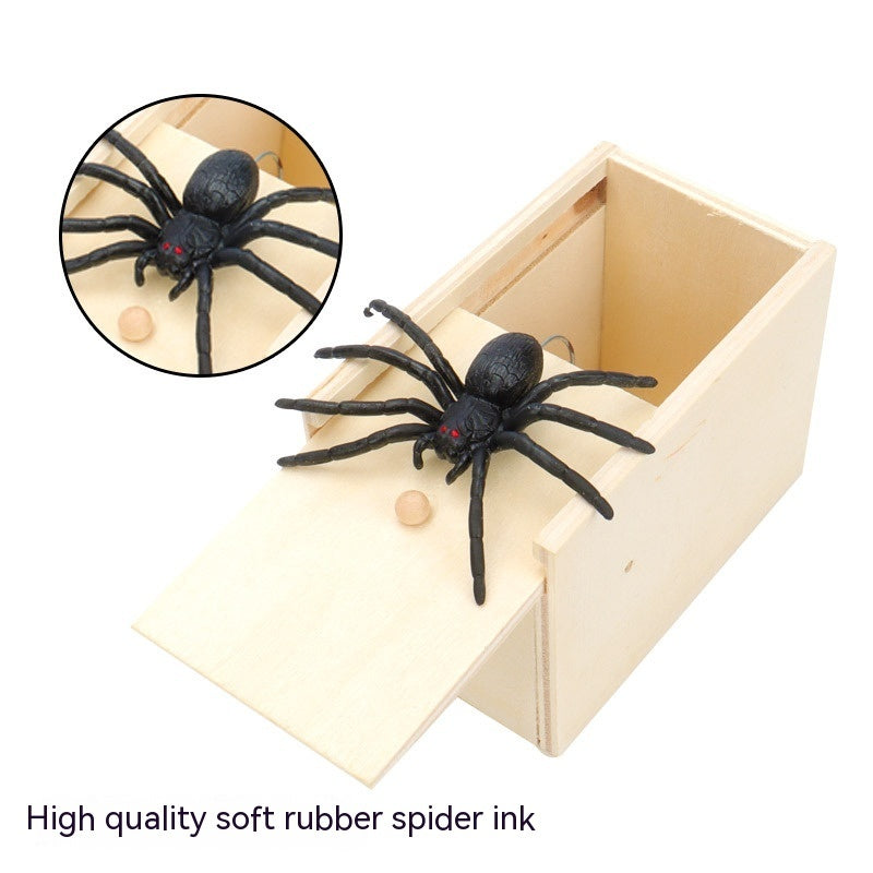 Simulation Spider Scared Wooden Box Spoof Spider Creative Tricky